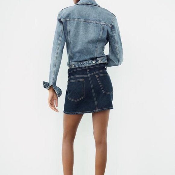 ZARA DENIM MINI SKIRT - Picture 6 of 9